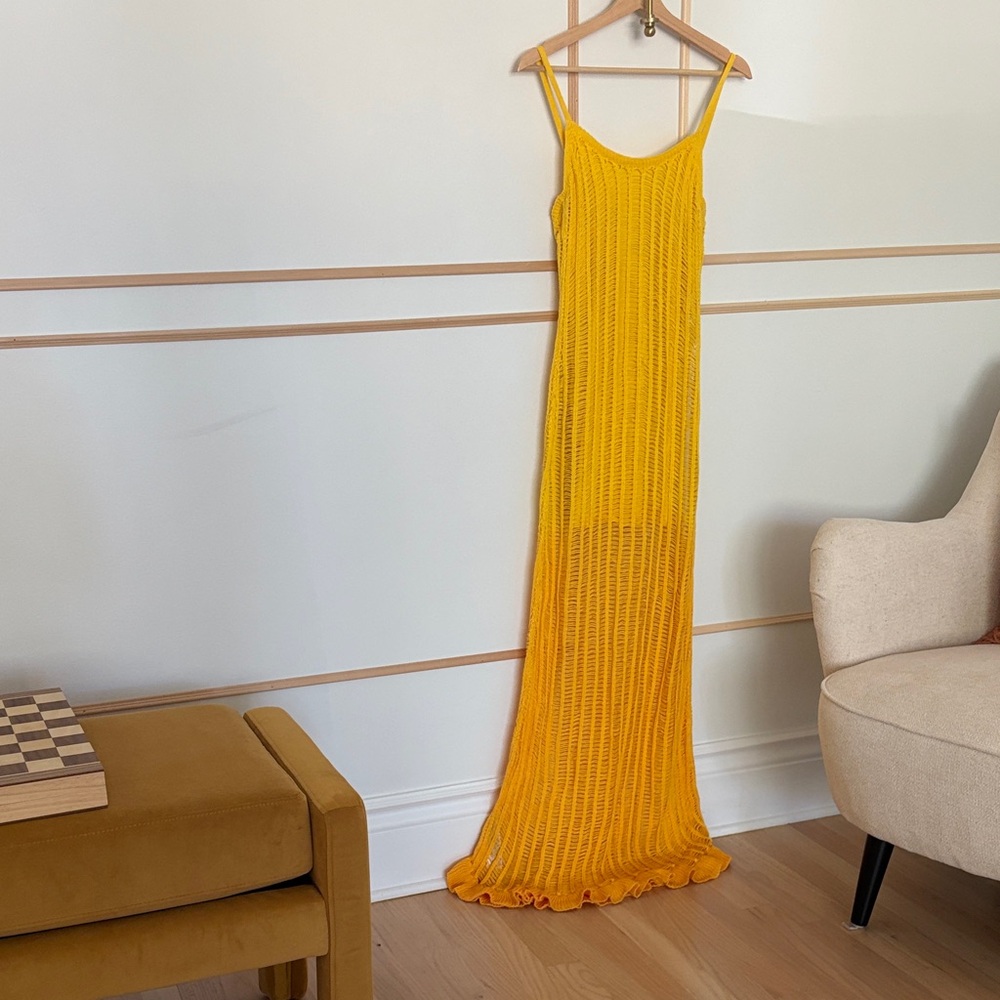 Simon Miller Mango Yellow Crochet Knit Maxi Dress Size 4